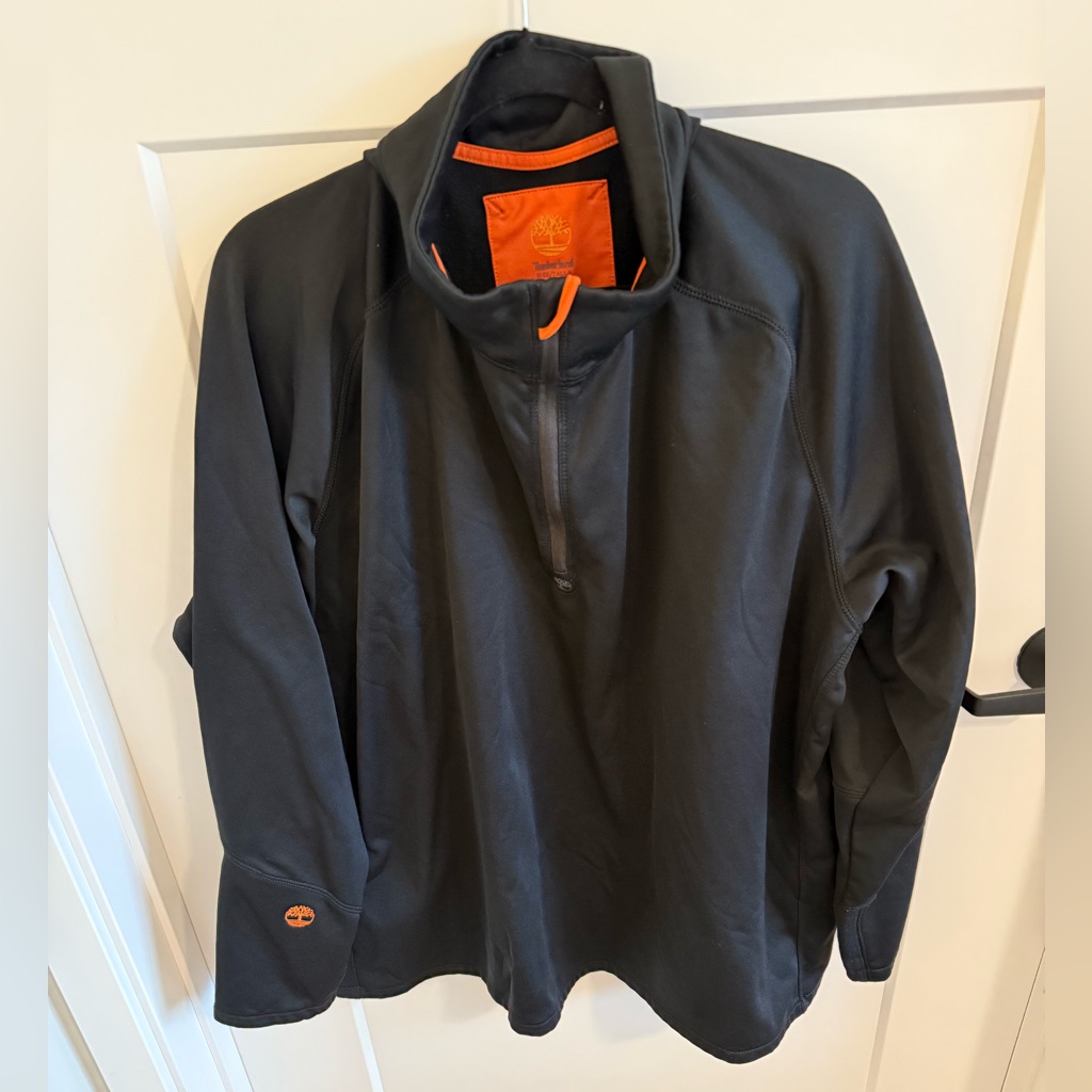 Timberland 3xl Tall Quarter Zip Pullover Black Fleece Lined Athletic Jacket
